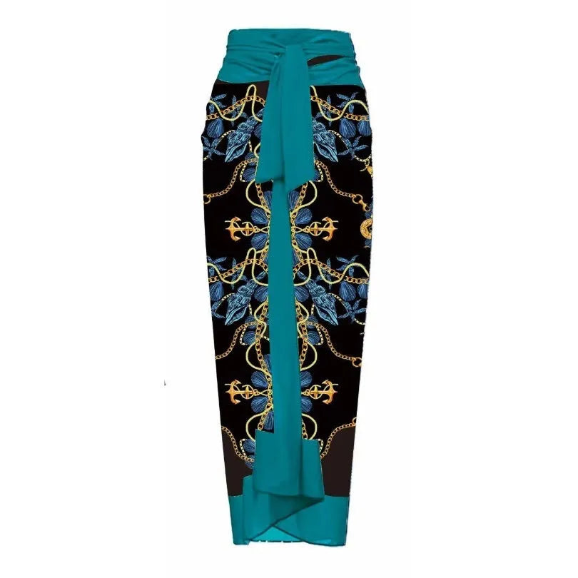 Women's floral print one-piece swimsuit with matching cover-up dress in polyester fabric