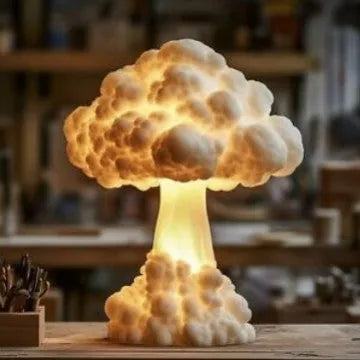 Mushroom cloud atomic explosion silhouette table lamp with USB power connection