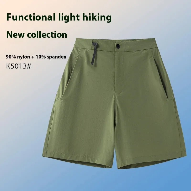 Men's quick-drying sports shorts in Army Green colour with elastic waistband and 3D cutting design