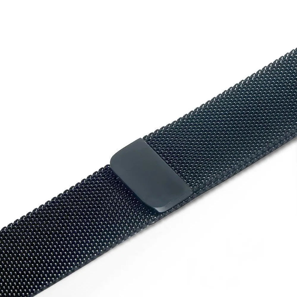 Stainless steel watch strap showing silver, black, gold, and rose gold colour options