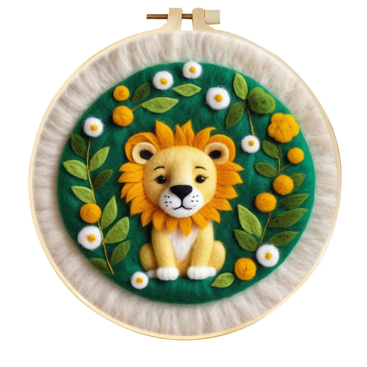 Round linen fabric embroidery kit with free hoop for making a 20x20 cm three-dimensional floral blanket painting.
