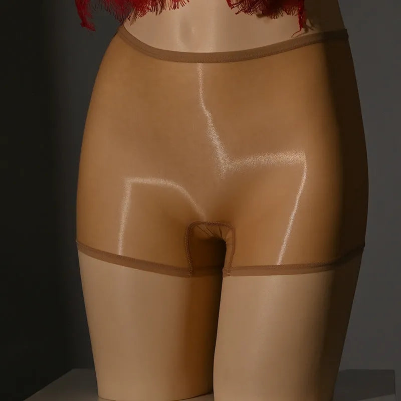 Shiny men's nylon underwear stockings in multiple colours with seamless mid-waist construction