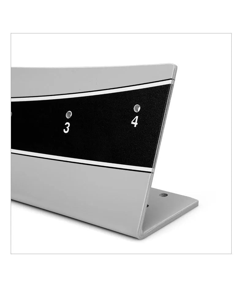 Adjustable golf putter trajectory balance simulator made from white PVC plastic
