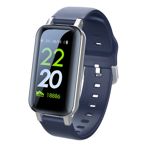 Call Bracelet smart wearable in black, blue, or coffee with heart rate monitor on wrist.