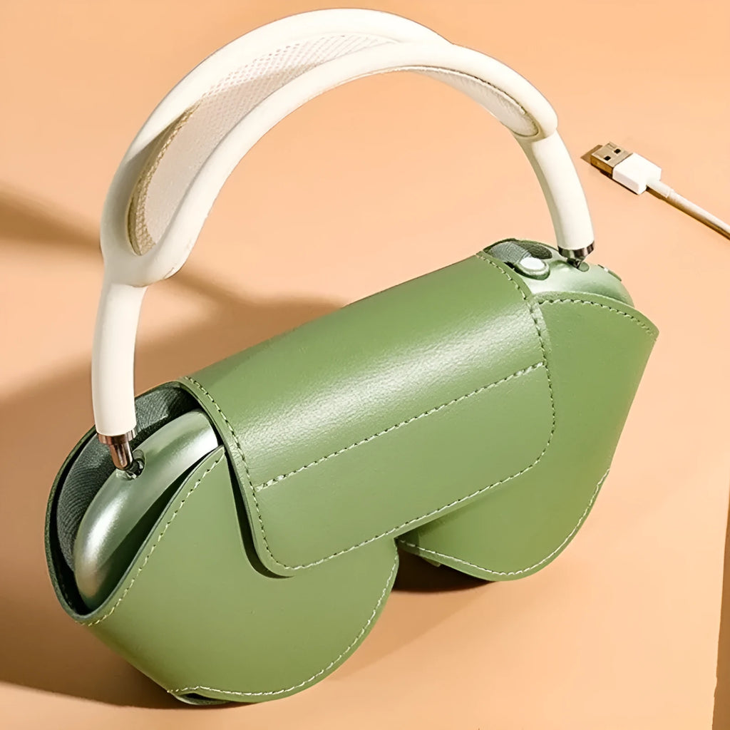 AirPods Max protective case in PU leather with sleeve design, shown in available colours