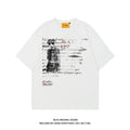Men's black hip hop style cotton t-shirt with printed letters design and loose fit