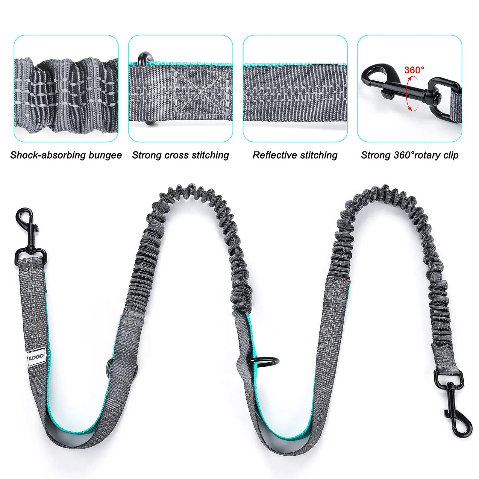Black outdoor dog walking set with waist bag and leash combination for hands-free pet control