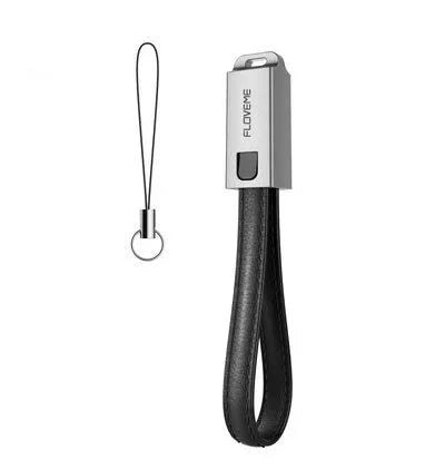 Short 20cm leather-finish USB charging cable with Apple Lightning connector in three colour options