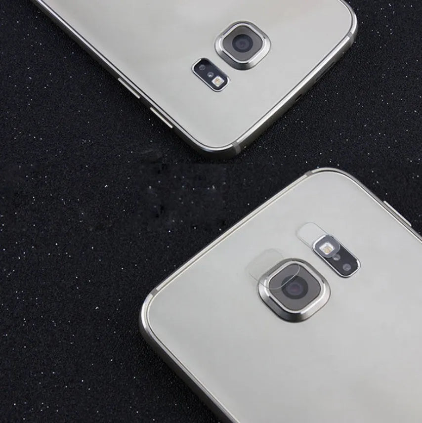 Tempered glass rear camera lens protective film for Samsung Galaxy S7 Edge and S8 smartphones.