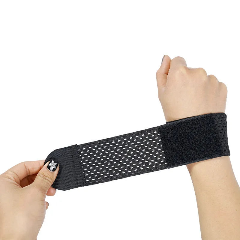 High elastic breathable athletic wristguard for wrist support in pink, black, or grey.