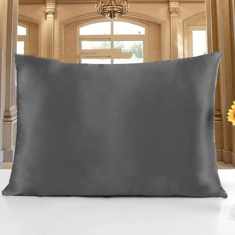 19 M double-sided Mulberry silk pillowcase in apricot colour, shown in three size options.