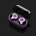 Wireless Bluetooth TWS earbuds in a charging case, showing colour options: Coffee, Coppery, Grey, Purple, Red, Silver.