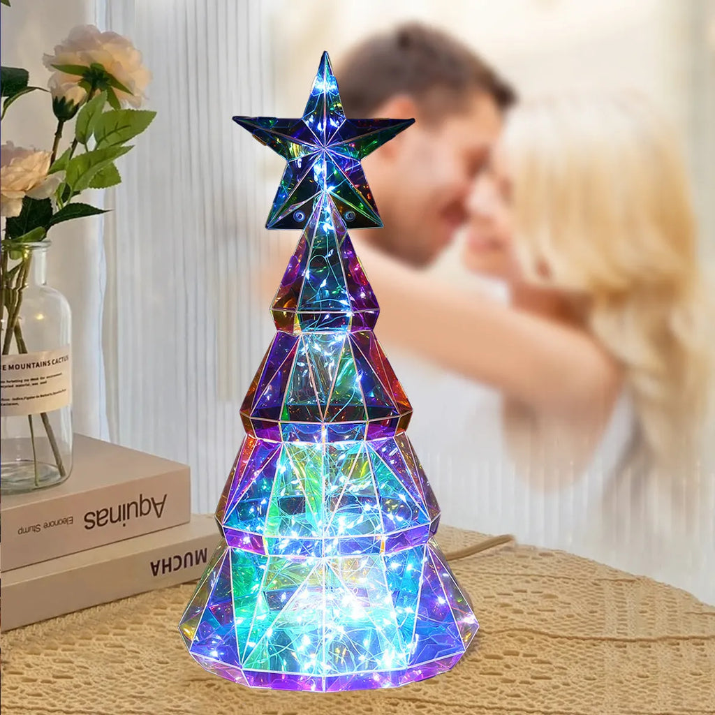 Colourful Christmas tree light decoration with cartoon styling measuring 20cm height