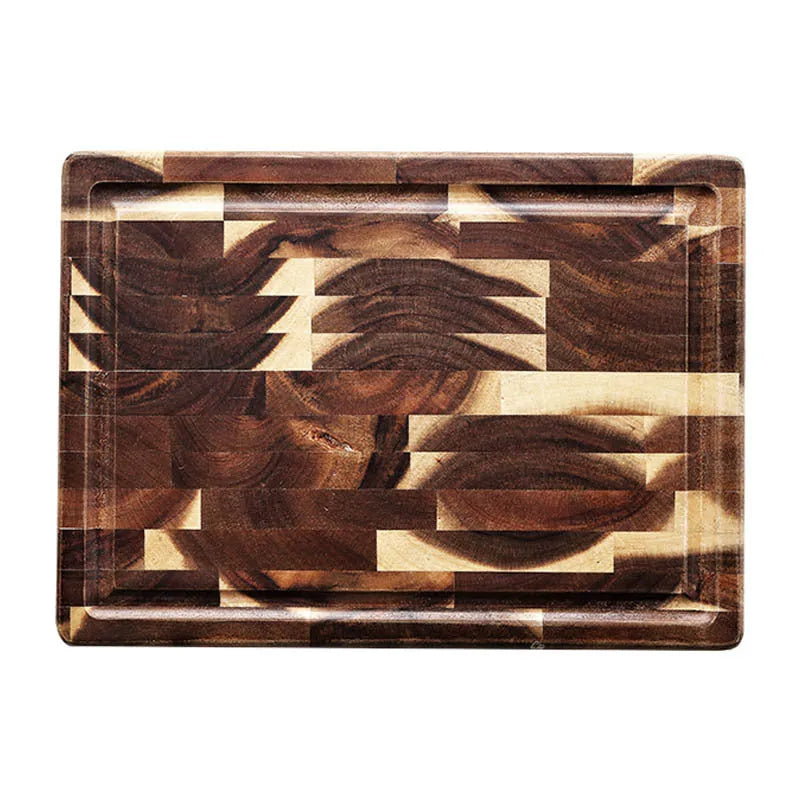 Brown imported acacia solid wood cutting board with 3cm thickness on kitchen counter
