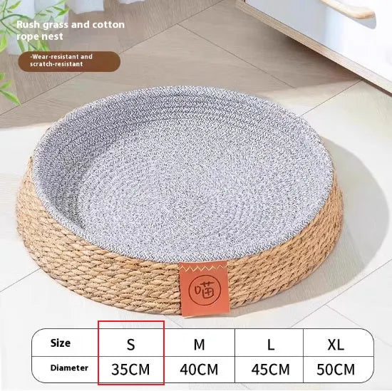 Rattan woven cat bed nest for indoor cats available in four sizes