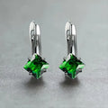 Copper diamond design earrings with inlaid zircon stones in blue, green and colour options