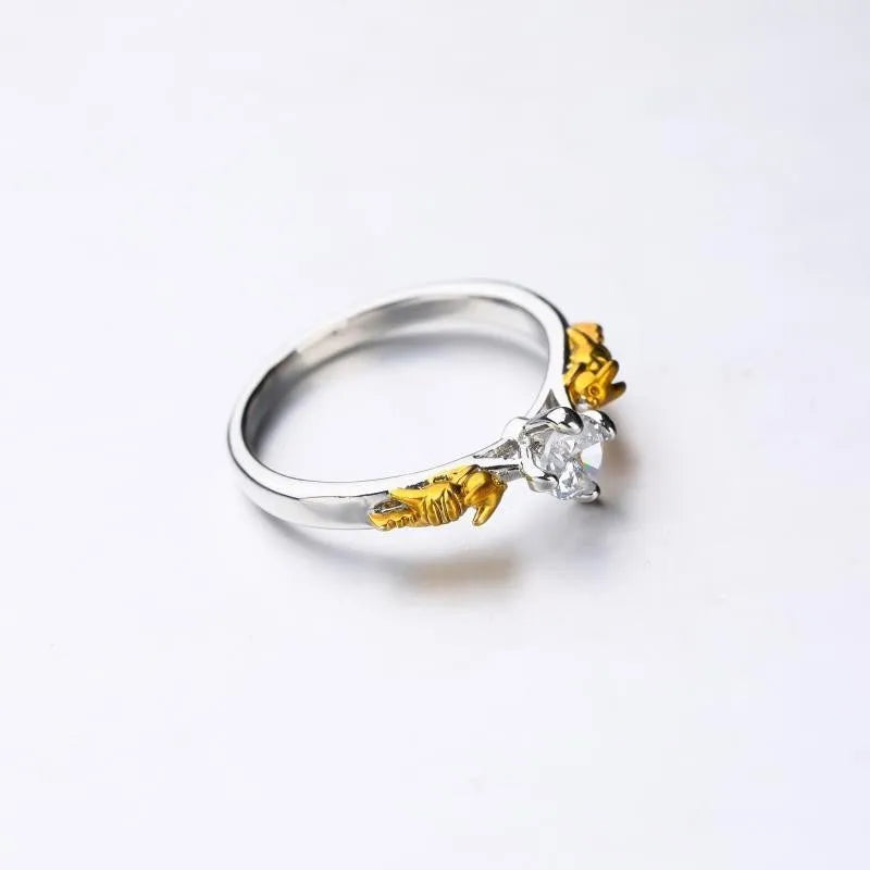 Black gold crown cosplay ring with crystal detailing on copper band