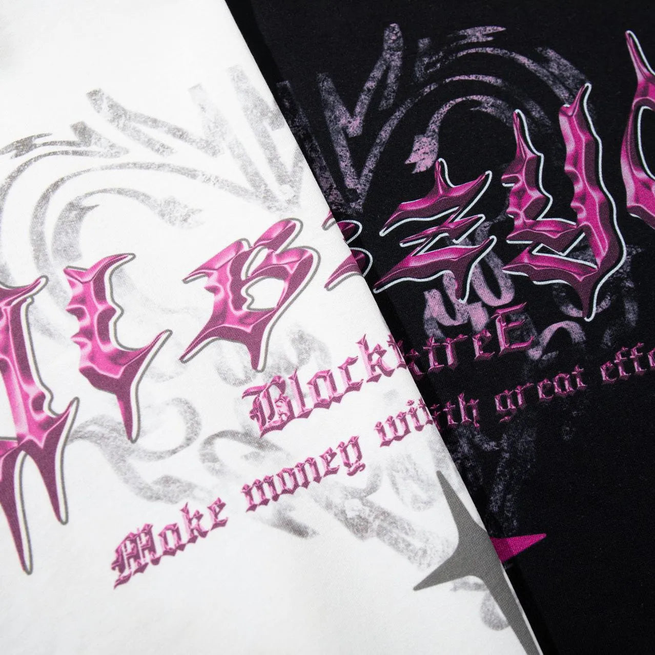 Men's printed cotton t-shirt in black with fashion design and loose fit silhouette