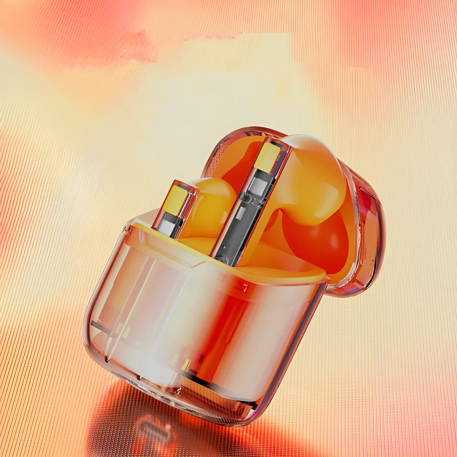 YX06 transparent cabin TWS wireless headphones in black, white, orange, and green colours.