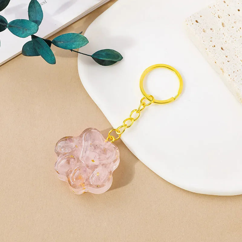 Natural crystal cat's paw keychain pendant in random colour option