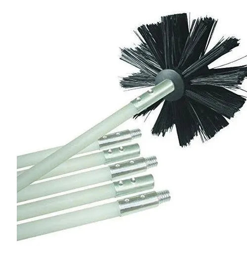 Flexible chimney cleaning brush with extension pole for dryer vents and range hoods