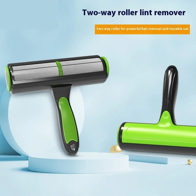 Automatic pet hair lint roller with sticky brush attachment for sofa and fabric cleaning
