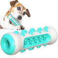 A natural rubber dog toothbrush chew toy in blue colour, showing its textured surface and stick shape.