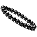 Geometric black agate stretch bracelet with 8mm beads on an elastic cord.