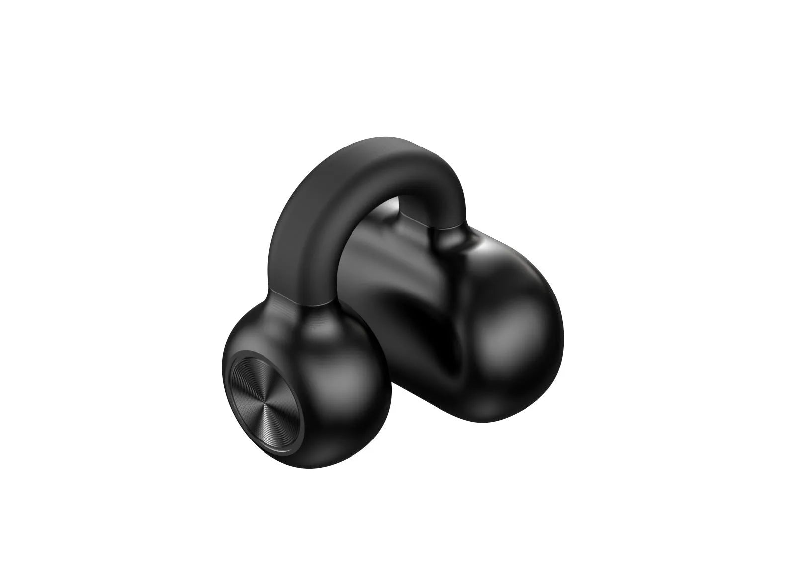 Black wireless Bluetooth headset with clip-on design and bone conduction technology