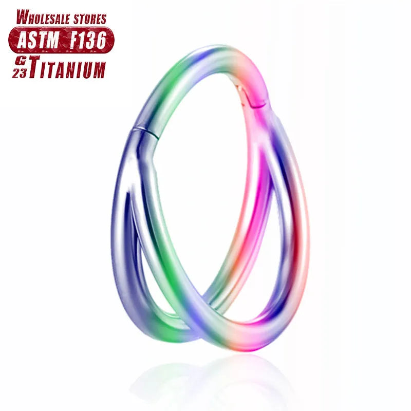 F136 titanium alloy fork nose ring body jewellery in silver, gold, black, and rose gold colours.