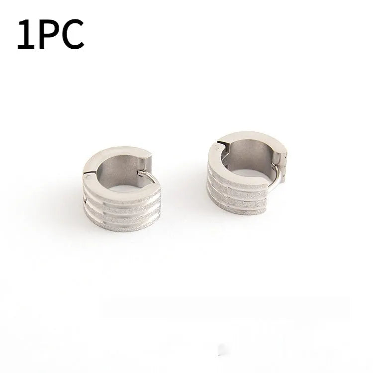 Geometric three-line frosted earrings in titanium steel with Korean style design