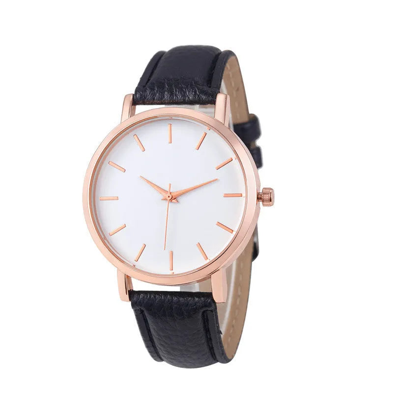 Quartz watch with square alloy case and PU leather strap in various colour options