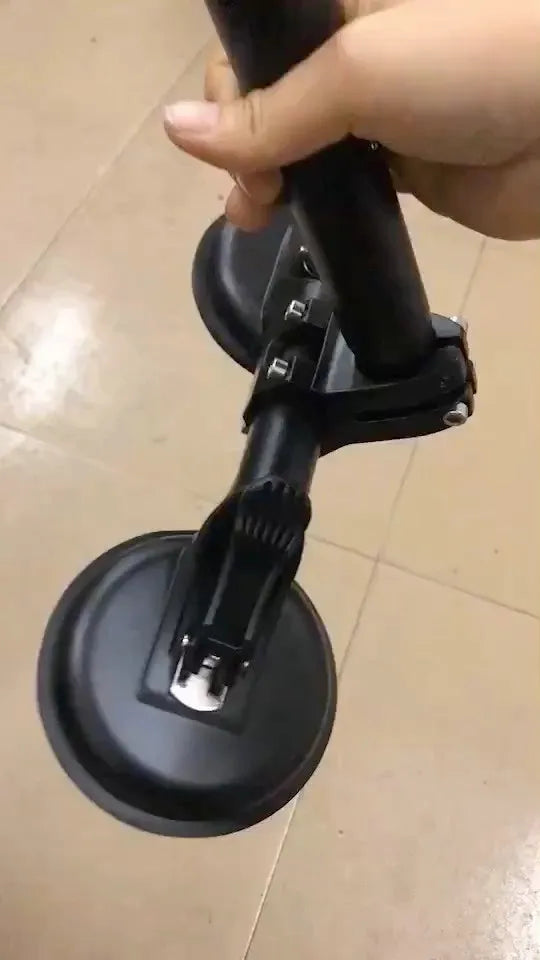 Black ABS and rubber off-road car sucker mount with round glass suction cup.