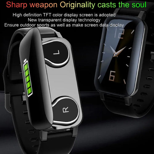 Call Bracelet smart wearable in black, blue, or coffee with heart rate monitor on wrist.