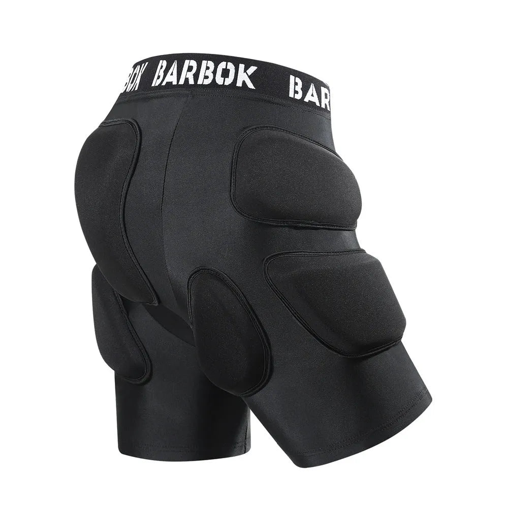 Black adult hip protection pad for skating and skiing, made from spandex and NBR foam.