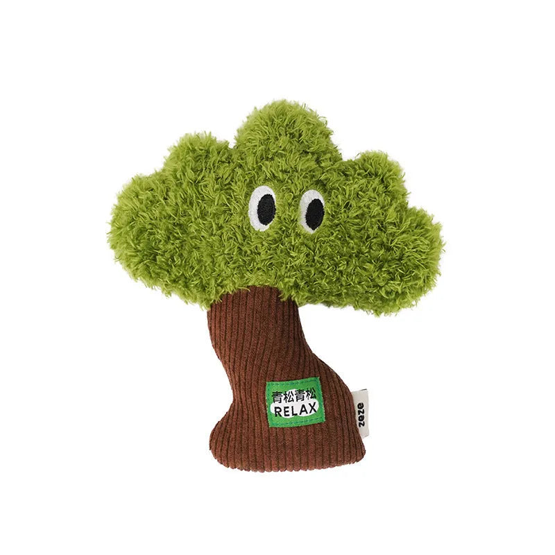 Pine tree shaped cat toy with bag pendant and tease stick for interactive play