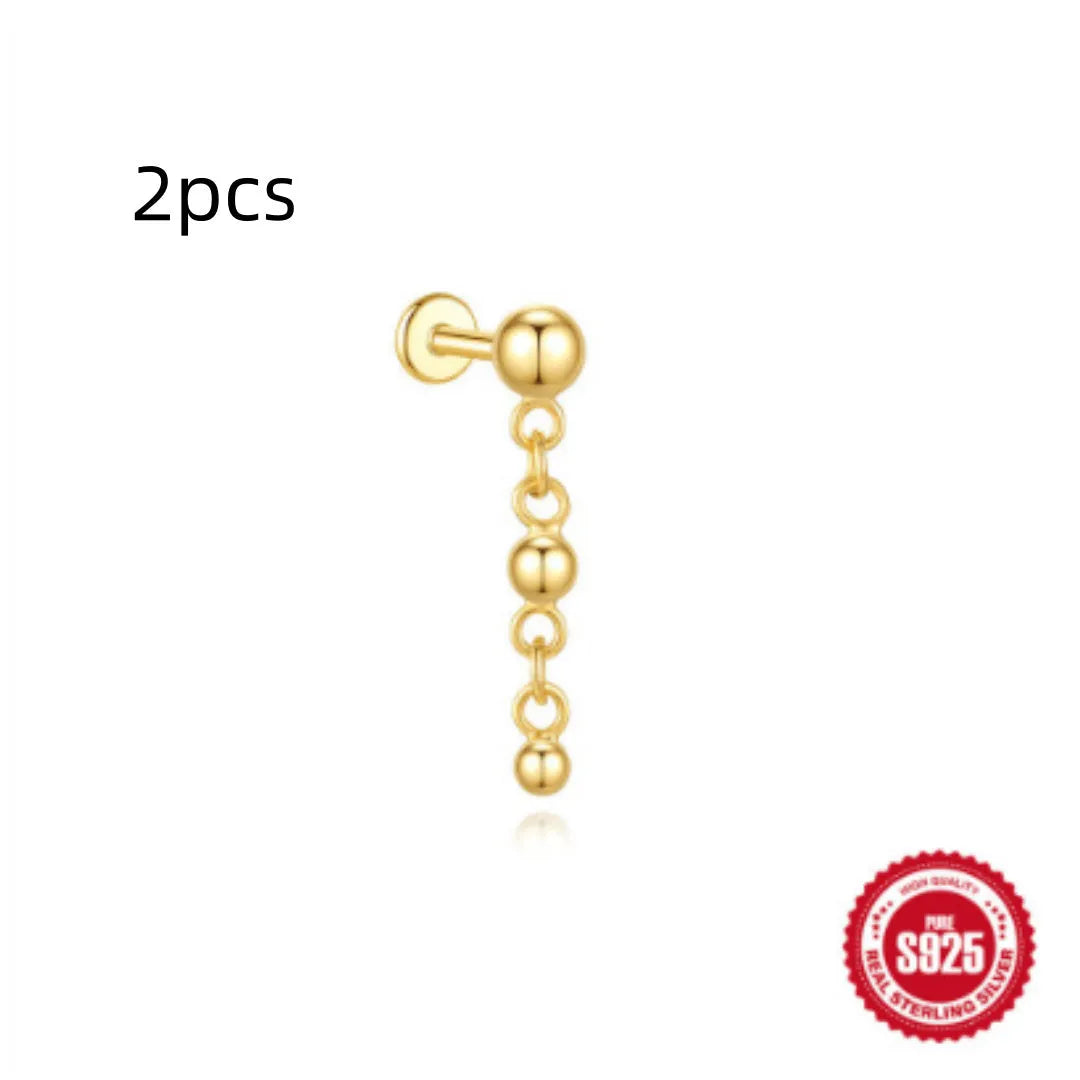 S925 sterling silver water drop earrings with flat spiral geometric design in gold colour