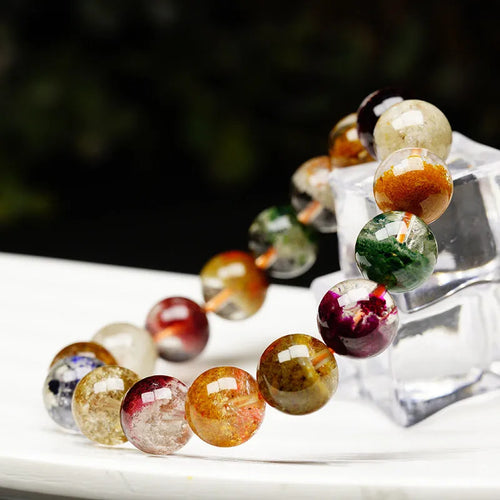 Crystal bracelet with ghost cornucopia design in four seasons colours and 10mm retro ethnic ball style