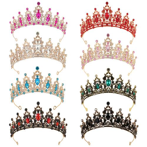 Baroque style bride wedding crown headdress with crystal rhinestones on alloy frame in silver or KC gold colours.