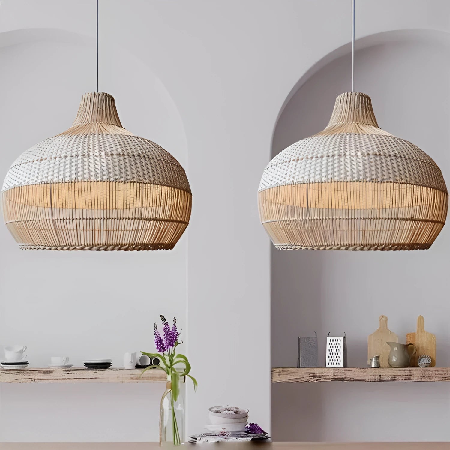 60cm wide rattan silent wind style chandelier for living room or dining room.