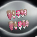 French style manicure plastic wearable armour with three-dimensional lily ice flower design in almond style