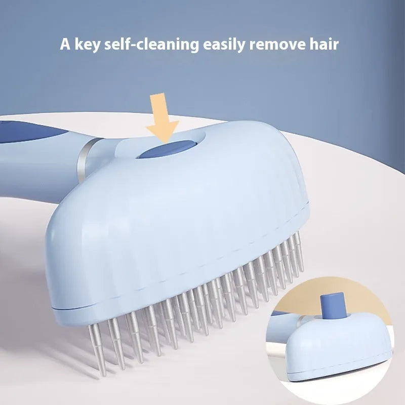 Azure Light Blue stainless steel double-row dog grooming comb for de-shedding