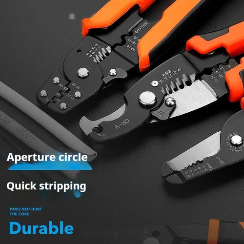 Fully automatic wire stripping pliers tool with high carbon steel blades and box-mounted design