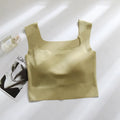 Women's non-marking fixing cup sling vest with chest pad in nylon, shown in light blue colour.