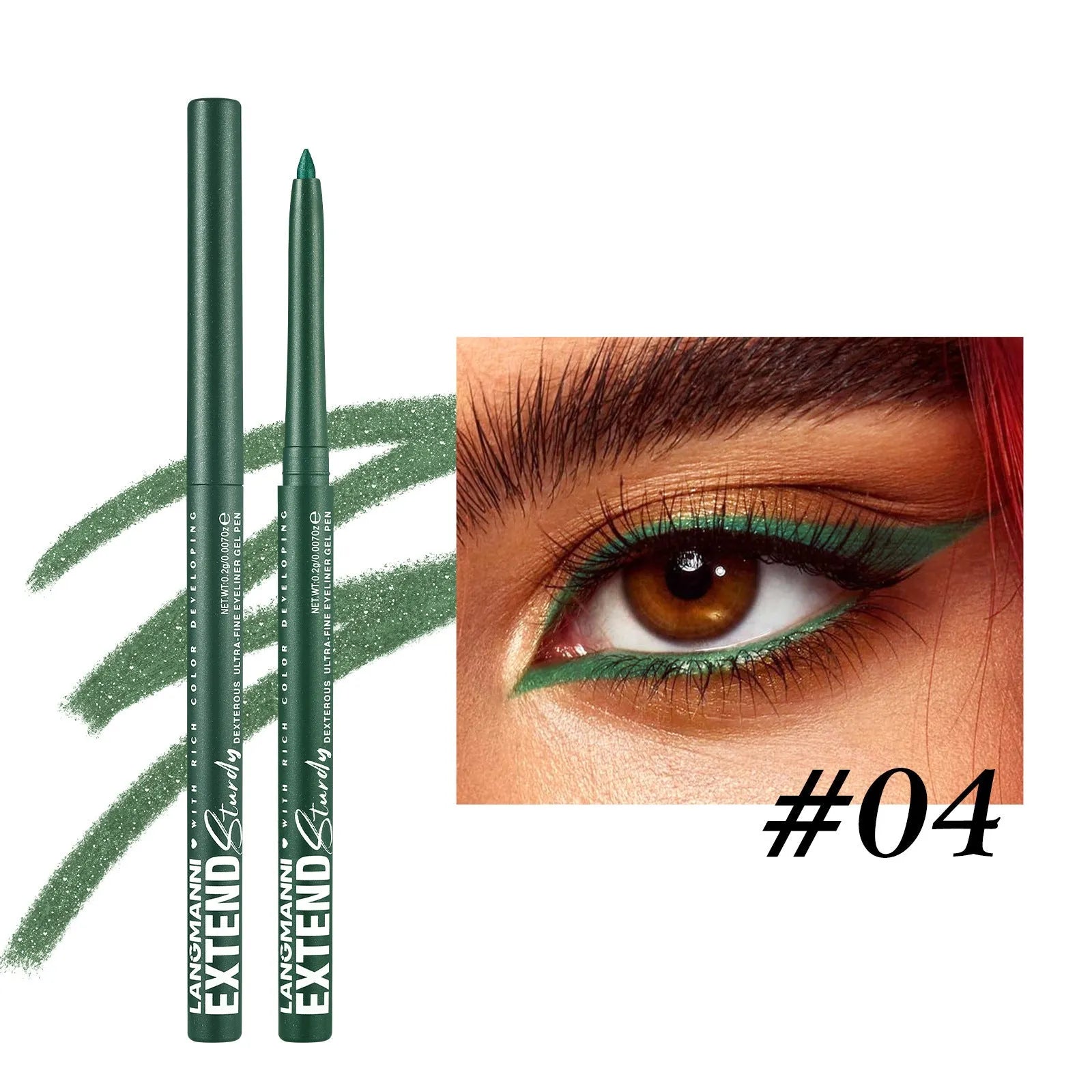 12 colourful gel glitter eyeliner pencils in vibrant shades including matte, glitter, metallic and pearl effects