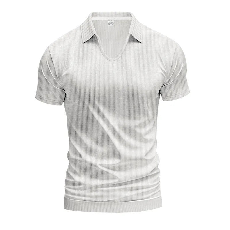 Men's casual V-neck short sleeve t-shirt in loose fit with six colour options