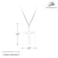 S925 sterling silver necklace with a simple glossy cross pendant on an adjustable O-shaped chain.
