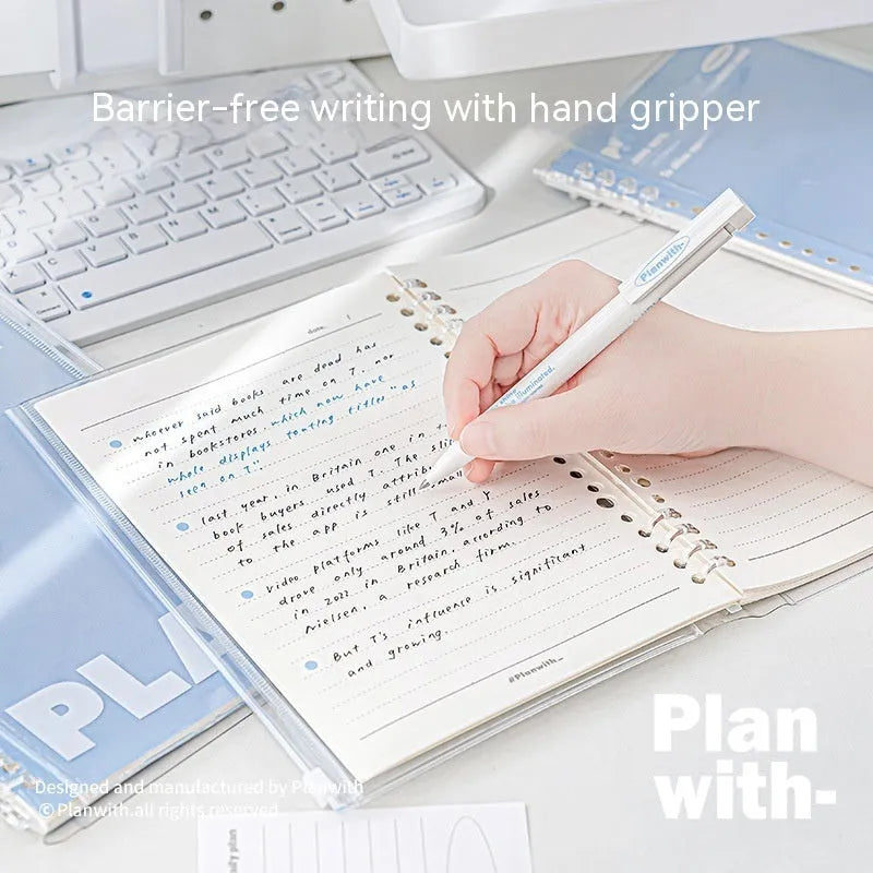 A5 PVC can store spiral notebook in blue or white colour measuring 148x210mm