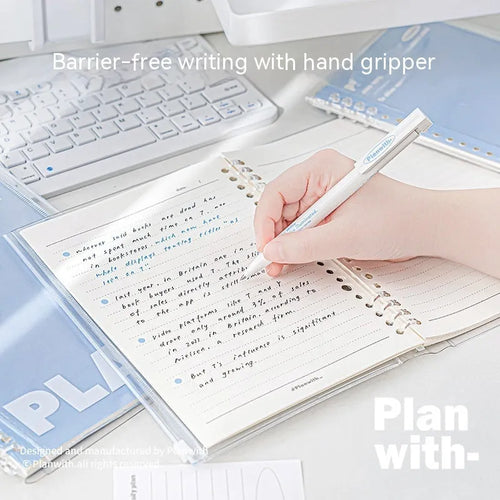 A5 PVC can store spiral notebook in blue or white colour measuring 148x210mm
