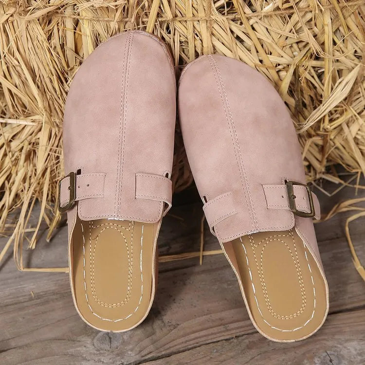 Women's casual wedge slippers in various colours with closed toe design and rubber sole